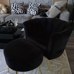 Accent Chair Set - Modern Black Velvet