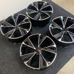 21” Gloss Black Machined RS7 Style Wheels NEW 4X Square Set 21x9 +30 (5x112) fits Audi A5 A6 A7 A8 