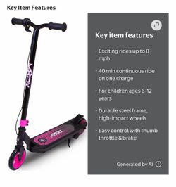 M8TRX Pink 12V Electric Scooter for Kids