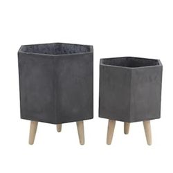 2 Ceramic Planters (Grey)