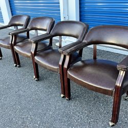 POKER TABLE CHAIRS LEATHER NAILHEAD OR OFFICE CHAIR DINING