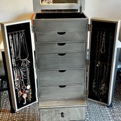 Pier 1 Imports Hayworth Mirrored Jewelry Armoire **Read Description **