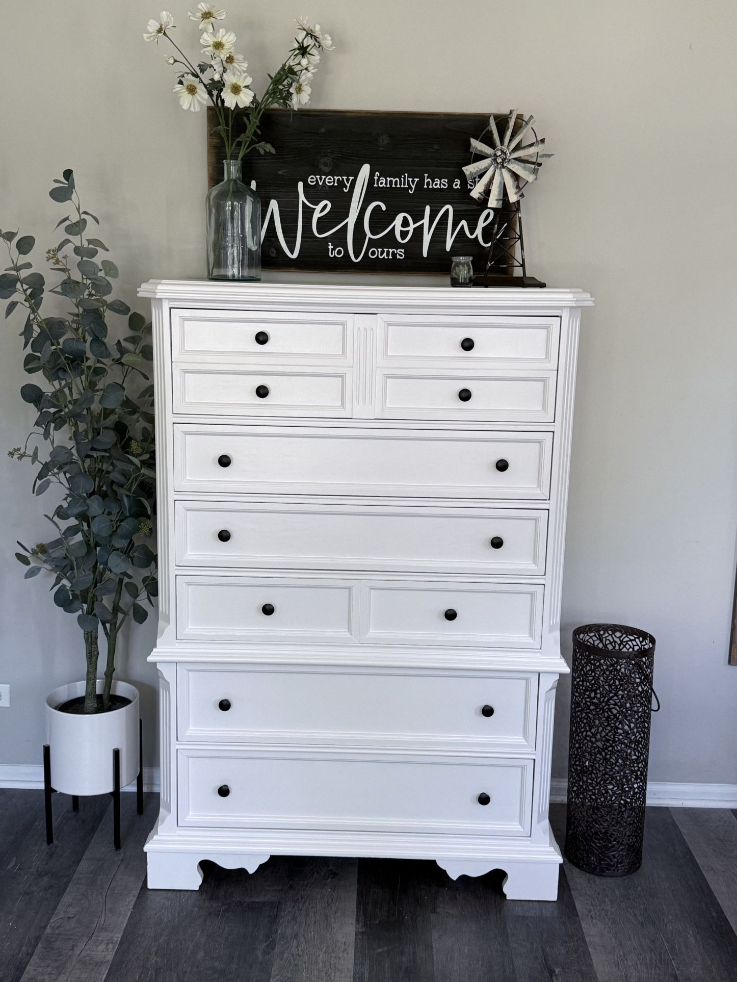 Refinished Solid Wood Swan White Tall Bedroom Dresser Delivery