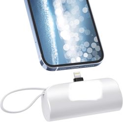 Small Portable Charger for iPhone, 5000mAh Mini Power Bank with Built-in Cable/Metal Stand, Cute Battery Pack Compatible with iPhone 14/14 Plus/Pro Ma