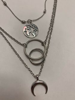 Fashion Bohemia World Map Crescent Moon Choker Multilayer Necklace For Women