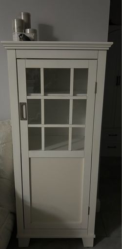 White Wood Cabinet with Glass Door