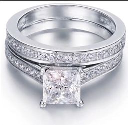 New 18 k white gold wedding ring set engagement ring