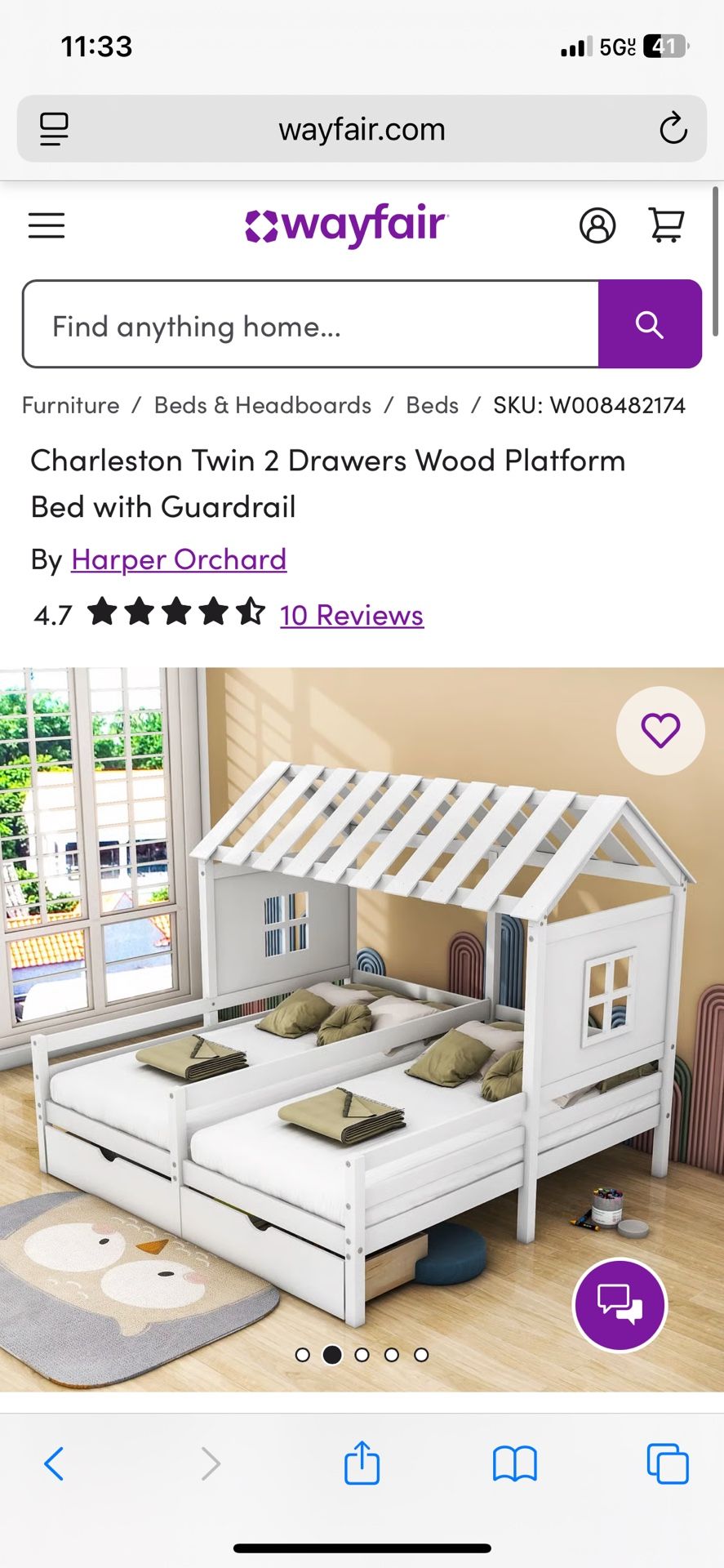 Twin Size Double House Bed