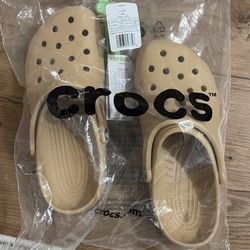 NWT Wheat color Crocs