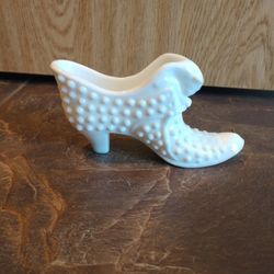 Hobnail Milk Glass Slipper
