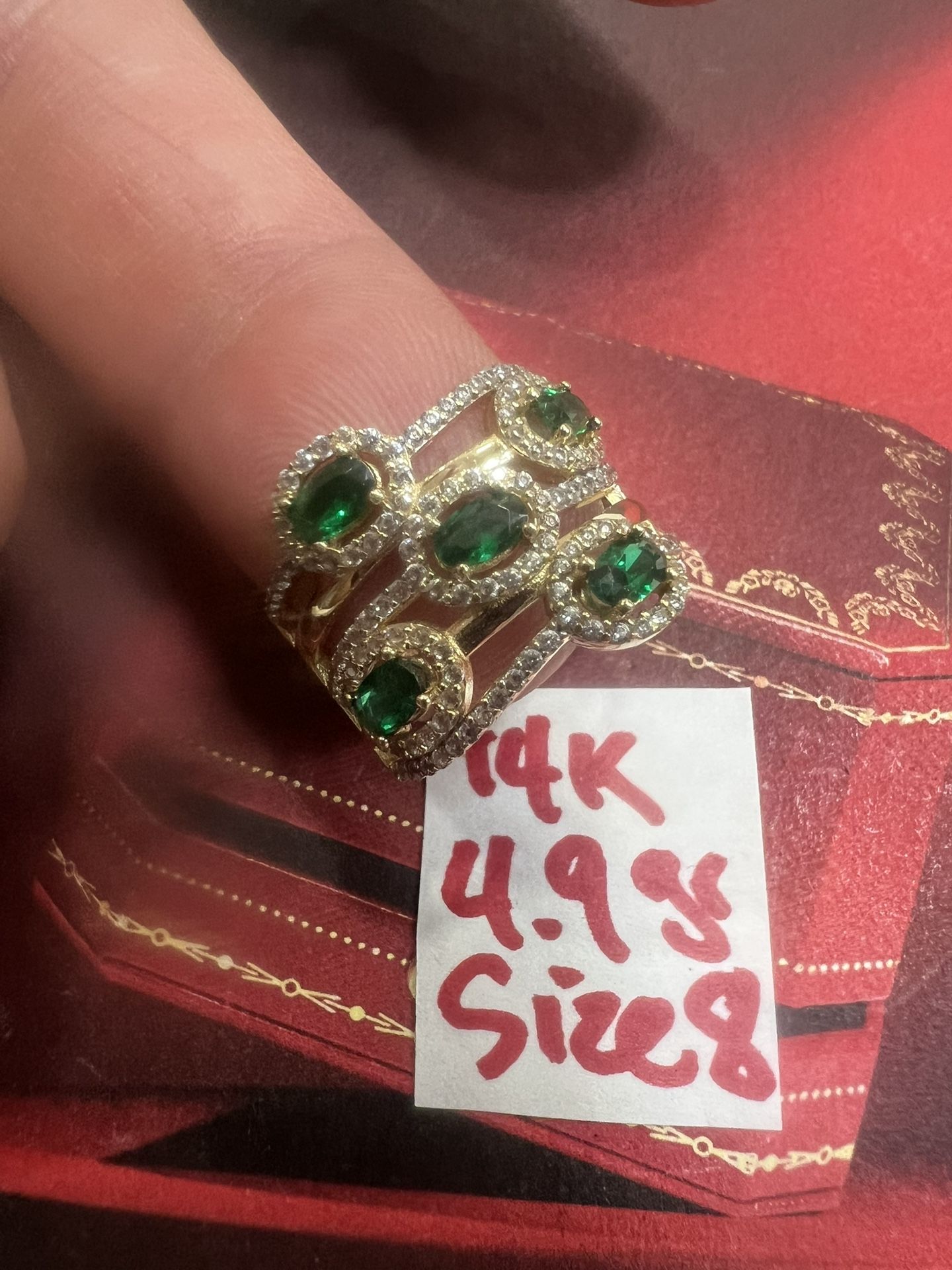14K Solid Gold Wedding Ring CUBIC ZIRCONIUM STONES 4.9Gr Size 8