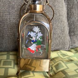 Liquor, Decanter, Vintage, Swedish Glass And Brass Bottle Musical Wind Up