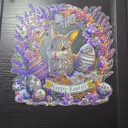 Easter Bunny and Eggs Wall Decor - Purple and Yellow
