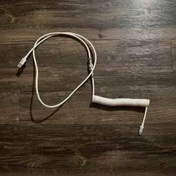 White coiled type c to usb cable
