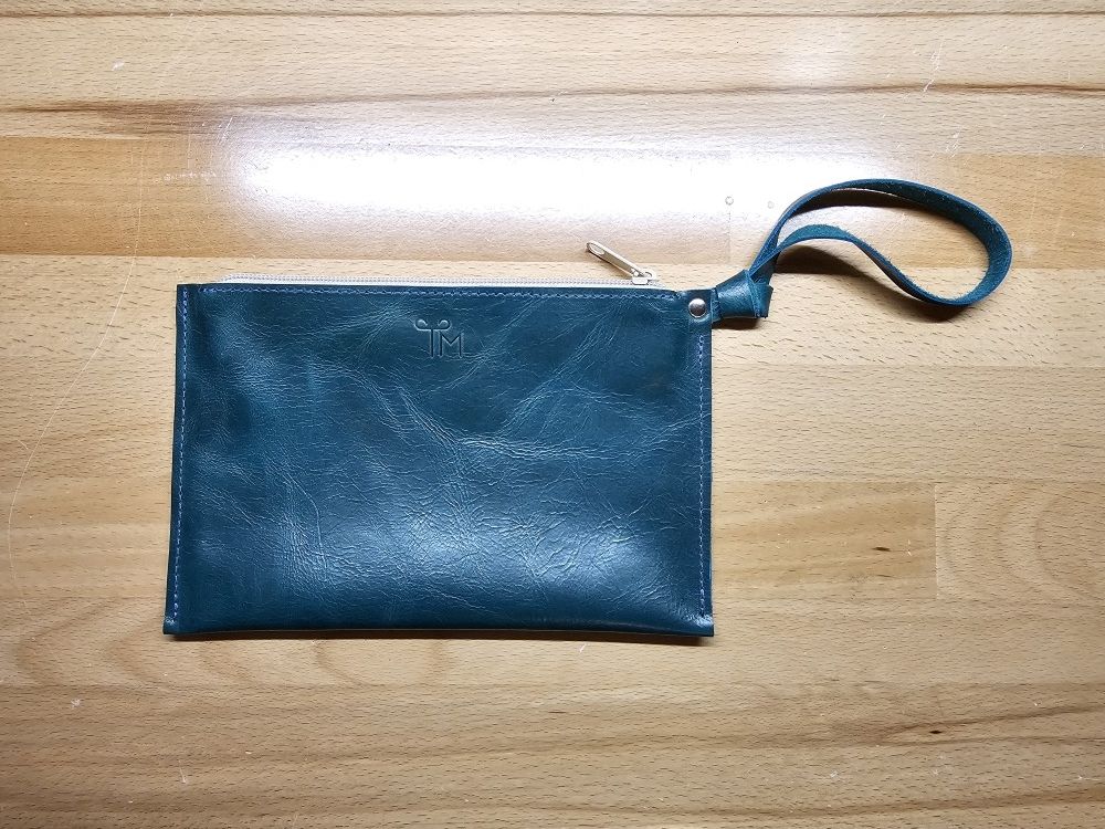 Turquoise Leather Clutch Purse