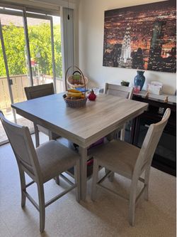 Dining table set- light grey 4 chairs & 1 table
