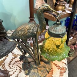 Green Herron With Tulip Light