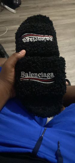 Furry Balenciaga slides