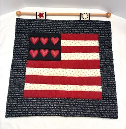 Handmade large quilt square, patriotic wall hanging