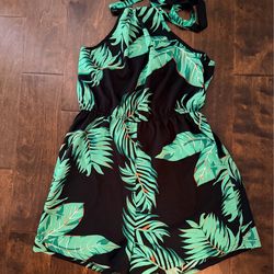 Summer Romper- Large, halter neckline, open back