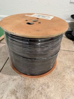 Large Spool of Black Coaxial Cable