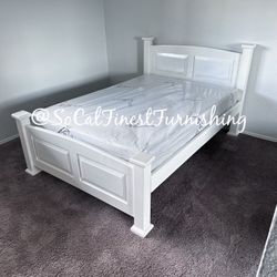 White Full Bed With Memory Foam Mattress 
