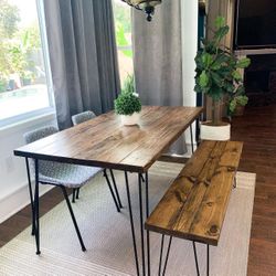 Custom Dining Table Farmhouse Country French Modern Rustic Solid Wood Set Restoration Hardware Insp Bench Hand Built Round Oval Counter Breakfast  