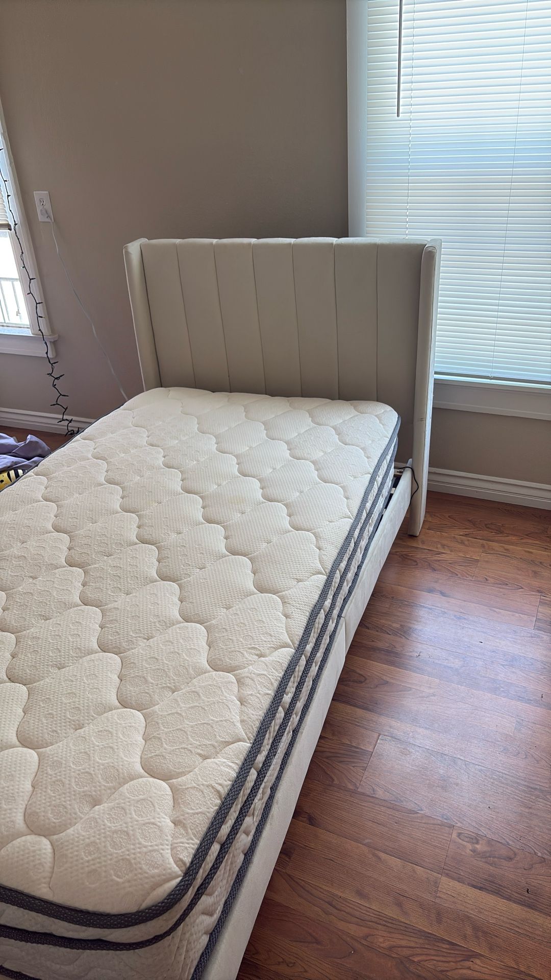 Twin bed frame and mattress