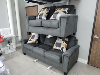 2pc Living Room Set 🩶 Grey Fabric