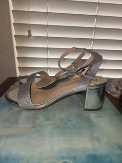 Silver Ankle Strap Heels