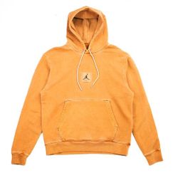 Nike Jordan Mens Flight Fleece Washed Pullover Hoodie Yellow