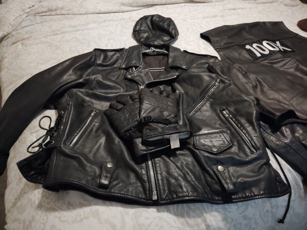 Vintage Zipper Motorcycle Jacket Vintage. Motorcycle Gloves 4xh Vintage Motorcycle Pallet Jacket Zipper Jacket Padded  Leather Mot