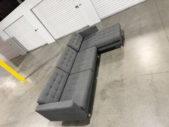 Modern Sectional, 4-seat, with chaise/Gunnared dark gray/wood