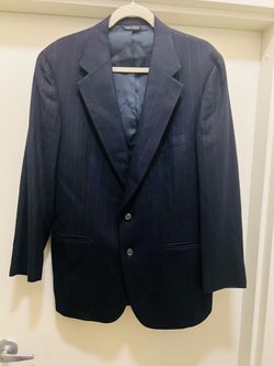 Vintage 90s Polo University by Ralph Lauren Navy Pinstripe Wool Sport Coat
