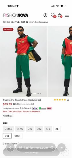 Robin men costume large teen titans