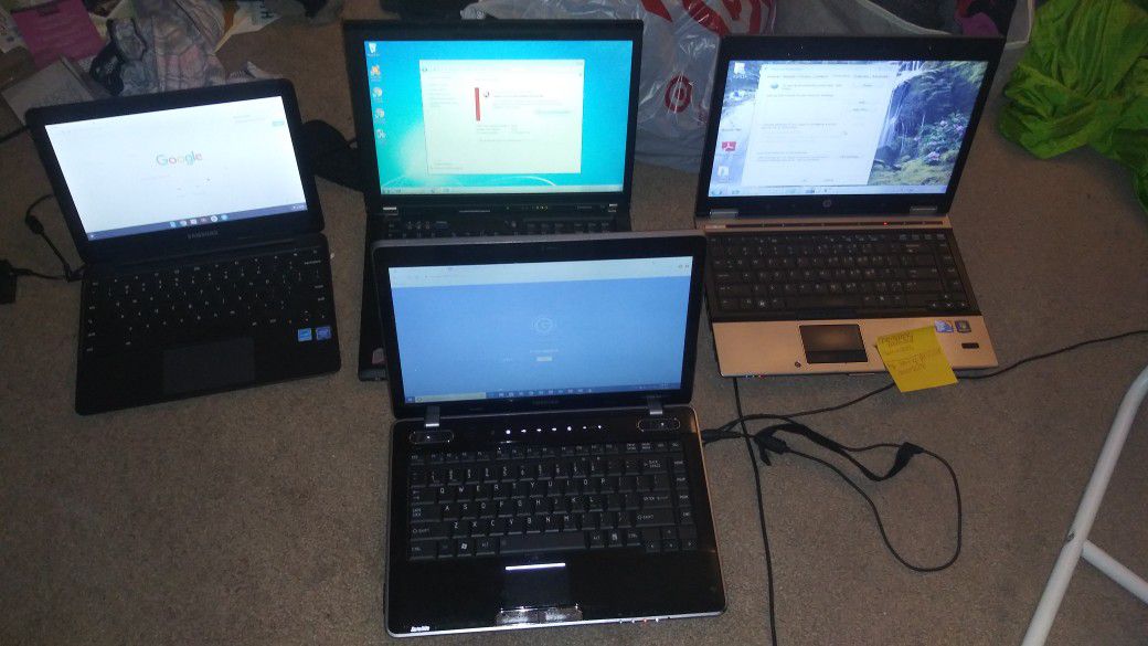 4 laptops all work great $300 (hp,thinkpad,chromebook,toshiba)