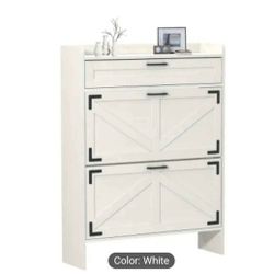 Brand New In Box Shoe Storage Cabinet With Pull Out Doors And And Storage Drawer