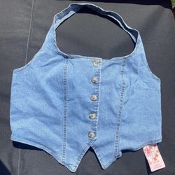 Light blue denim Halter Top