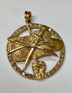 Costum Made Solid 14K Yellow Gold And Diamond Men's Armenian ARF Dashnaktsutyun Pendant !!!