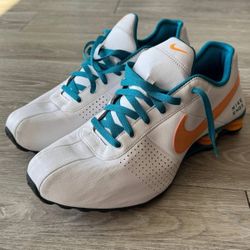 Nike Shox Men’s Size 12 White Orange Teal Running Shoes 317547-187