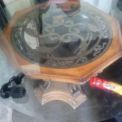 Glass Wood Table 