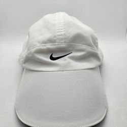 Nike Panel Featherlight Hat Cap Dri-Fit White Running Athletic StrapBack