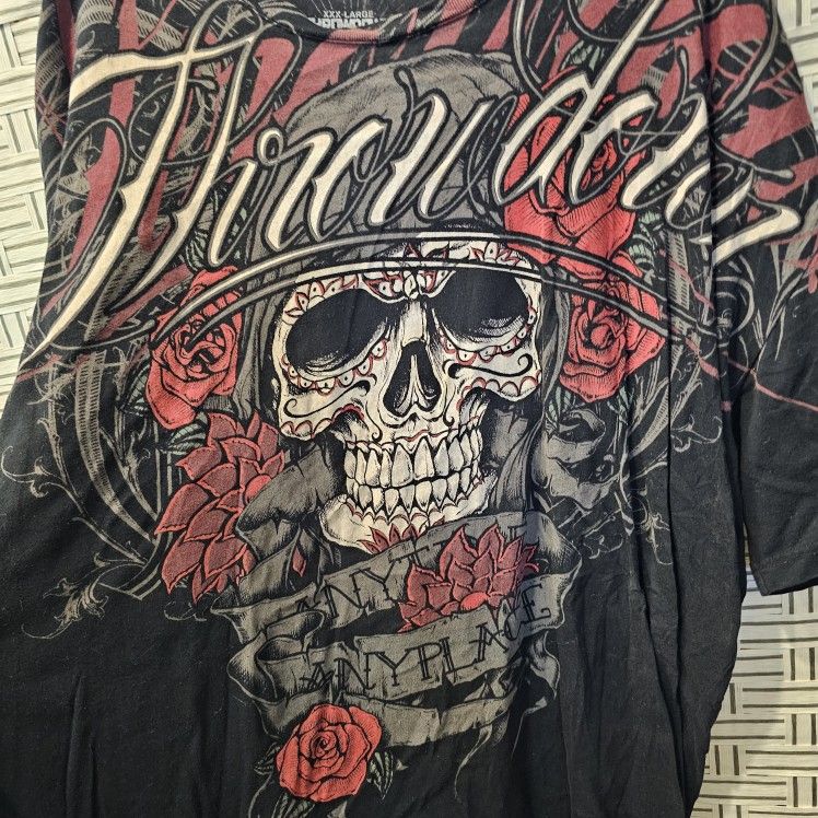 Collectible Scul T-shirt Affliction Throwdown Premium 3XL Used Made In USA
