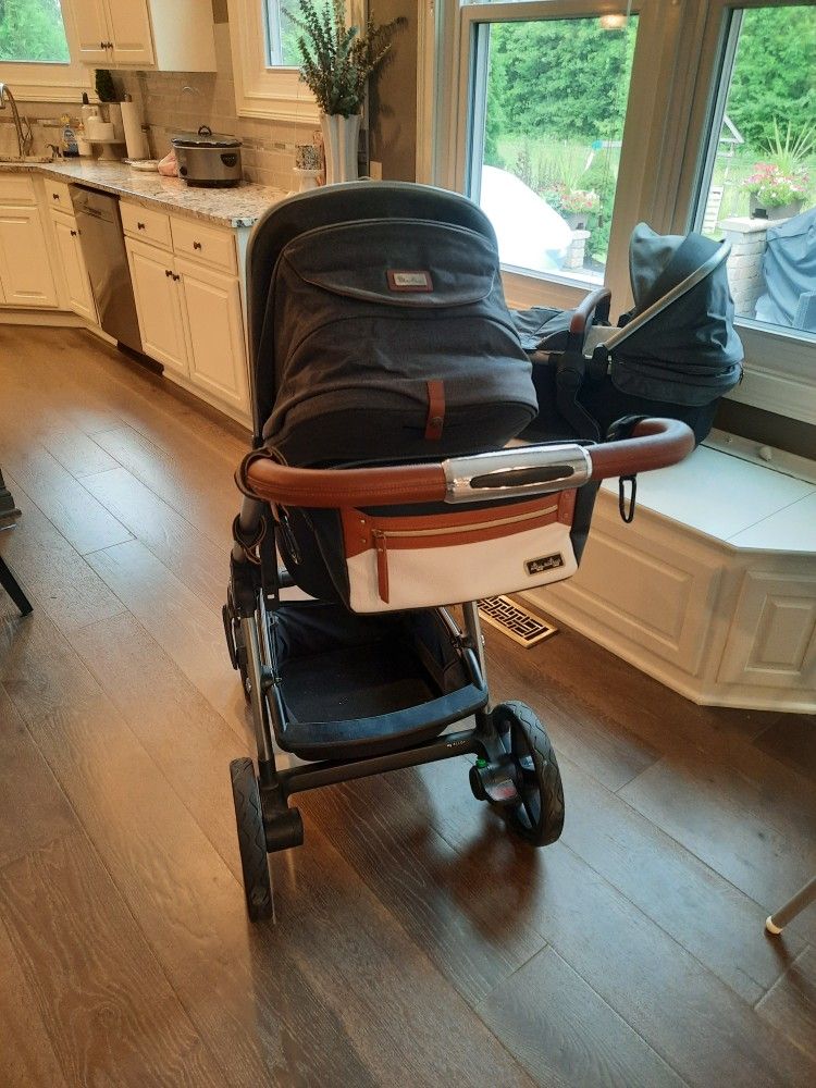 Beautiful Silver Cross Double Stroller With Bassinet