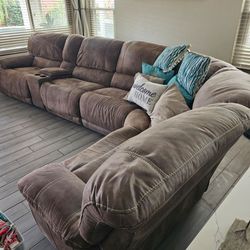 RTG Stetson Ridge brown 6pc microfiber reclining sectional