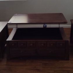Wooden Coffee Table W End Tables Set