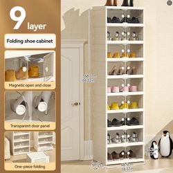 Installation-free folding shoe cabinet 9 layers