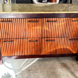Vintage Mid century Modern Granite Top Dresser Cabinet 