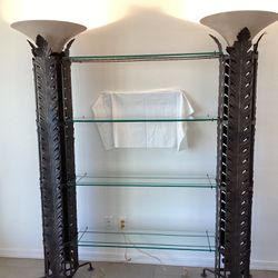 Eclectic Metal Shelf With Torchiere Lights