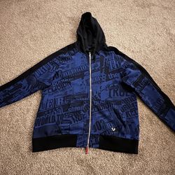 True Religion Men's Blue Sweatsuit Set Hoodie and Joggers Size XL